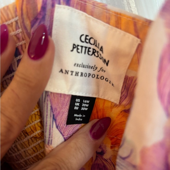 Anthropologie Floral Maxi Dress in Orange and Purple - Picture 3 of 3